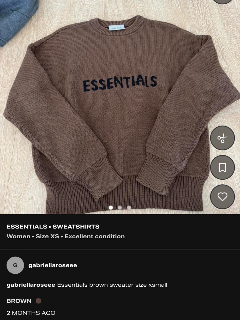 Fear of God ESSENTIALS Brown Crewneck Sweater
